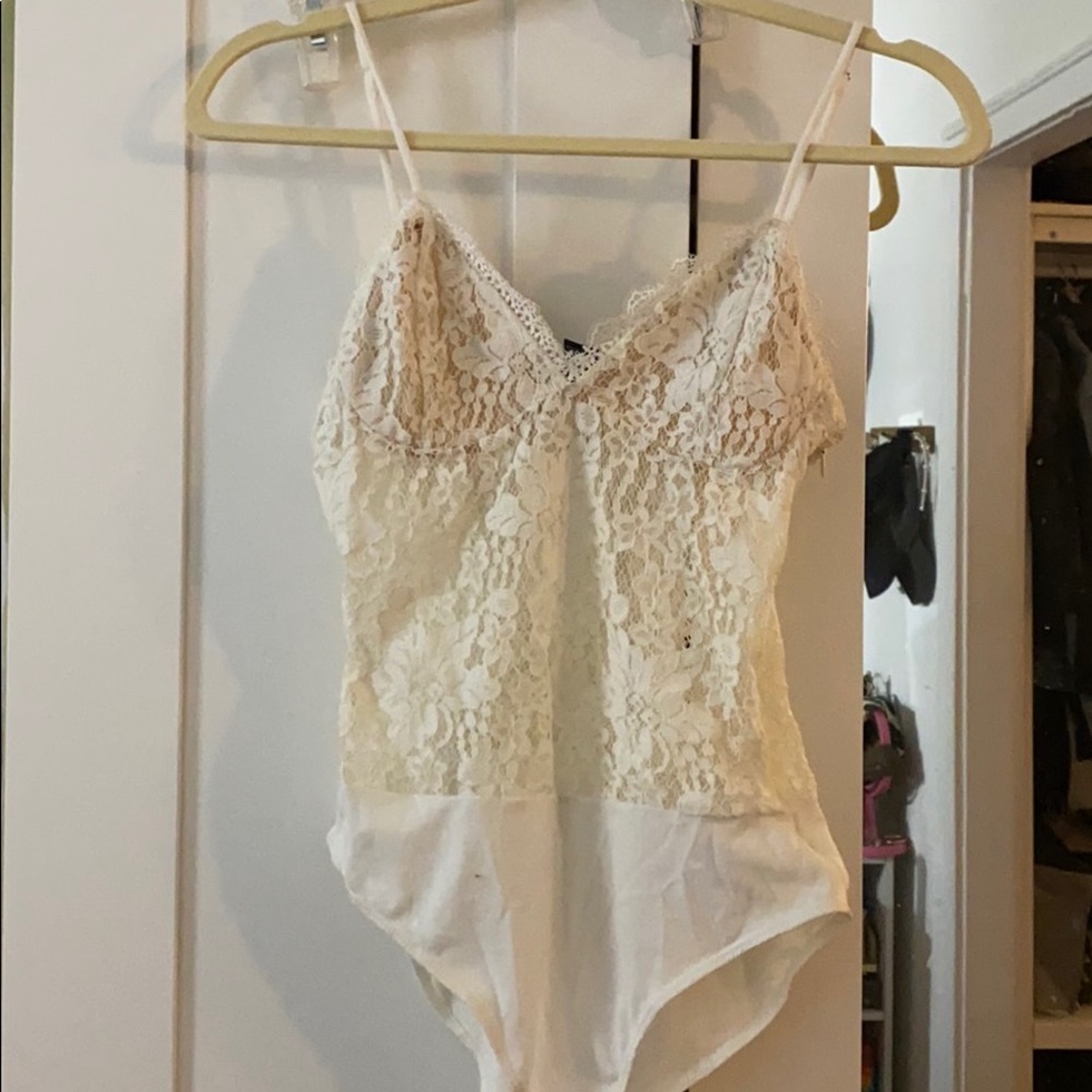 White lace body suit